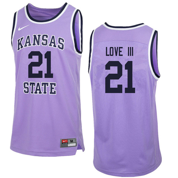 Men #21 James Love III Kansas State Wildcats College Retro Basketball Jerseys Sale-Purple